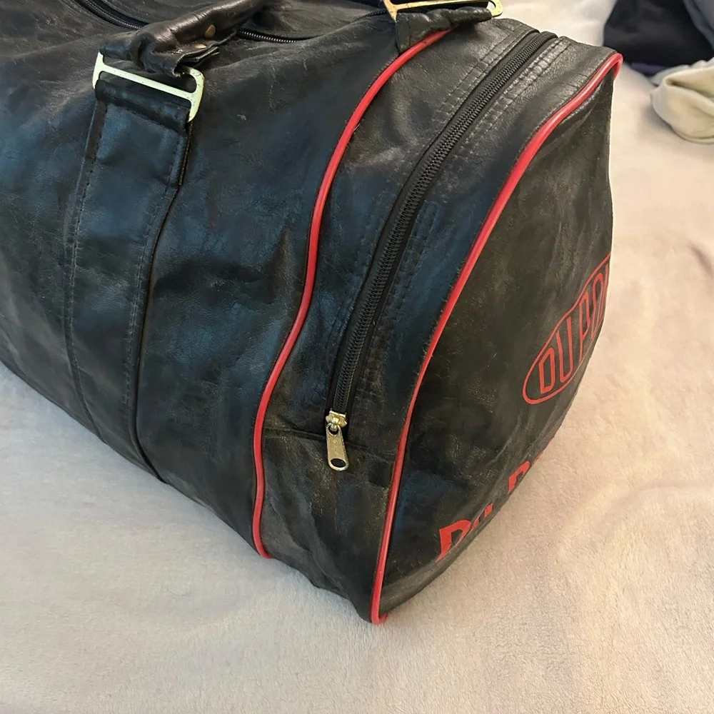 VINTAGE 1989 Du Pont Company Black and Red Duffel Bag
